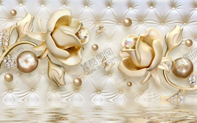 编号：57714809280506514469【酷图网】源文件下载-浮雕花珠宝花水波纹背景墙