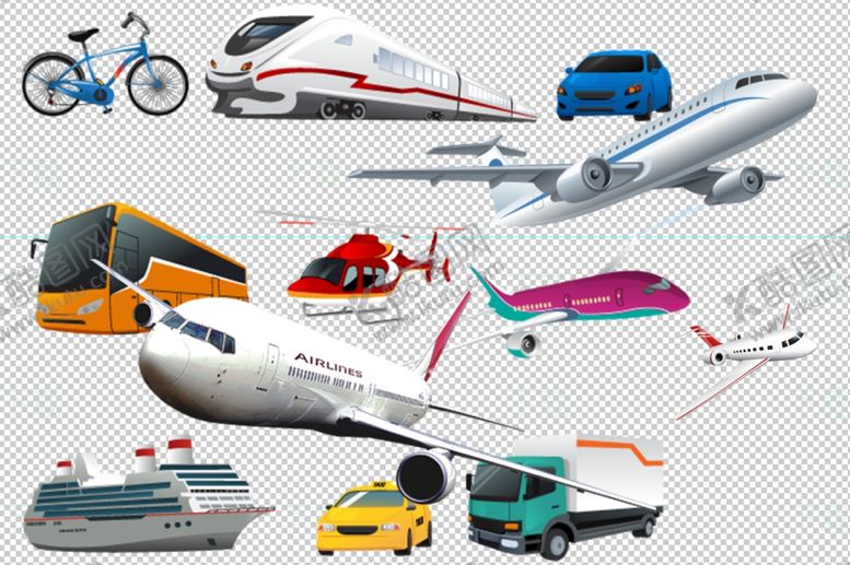 编号：65914209241220557206【酷图网】源文件下载-飞机空运自行车火车
