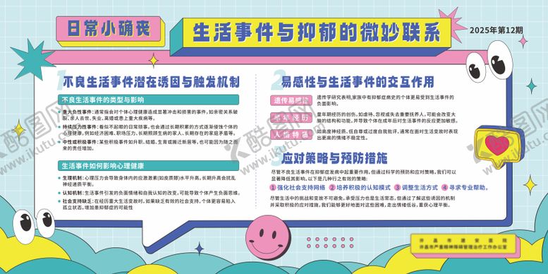 编号：93869804151652466346【酷图网】源文件下载-心理健康卡通宣传栏活动展板