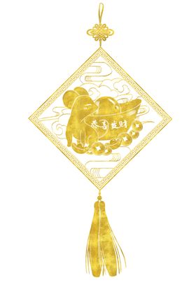 金色福字中国结