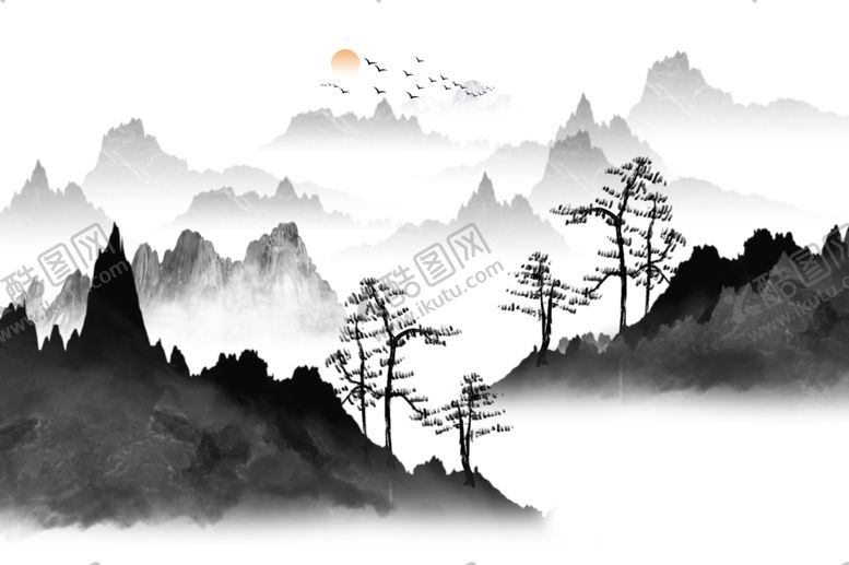 编号：24475509231450231928【酷图网】源文件下载-水墨山
