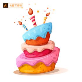 卡通手绘生日蛋糕