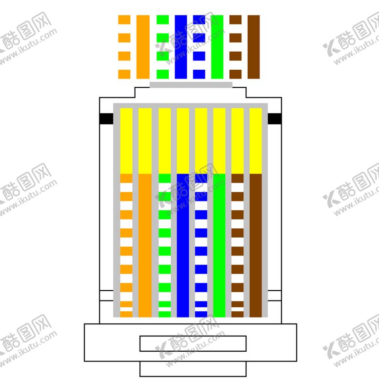 编号：92459501130110195394【酷图网】源文件下载-RJ45水晶头网线示意图