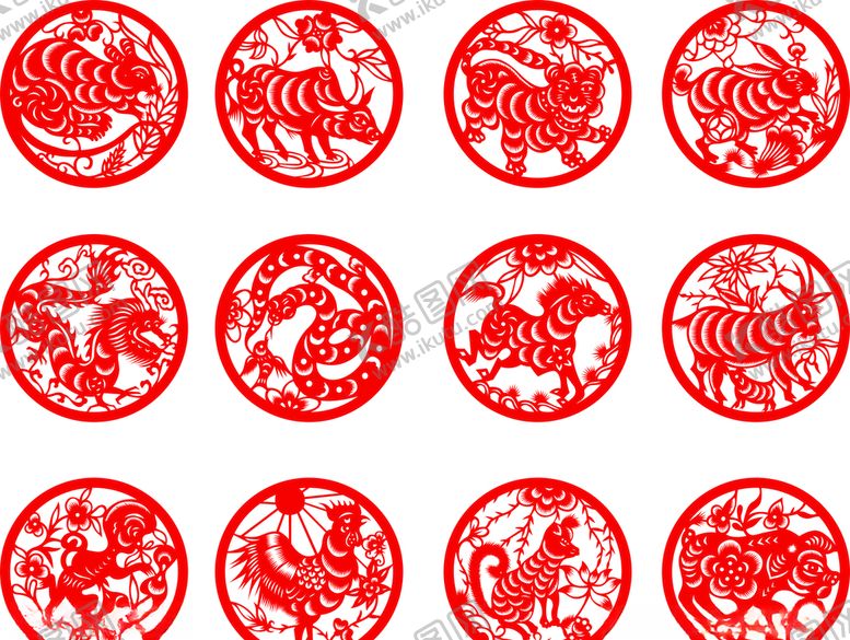 编号：84623110270336137260【酷图网】源文件下载-12生肖剪纸