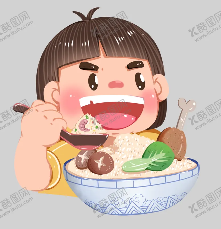 编号：50267109120215367810【酷图网】源文件下载-卡通干饭人表情儿童吃饭
