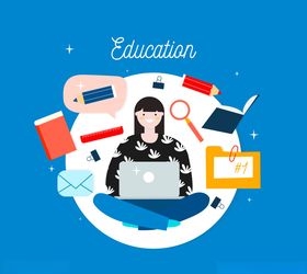 创意女子和教育元素矢量素材