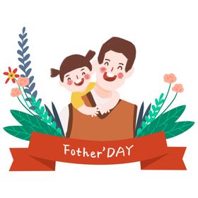 父亲节插画爱卡通子卡通女