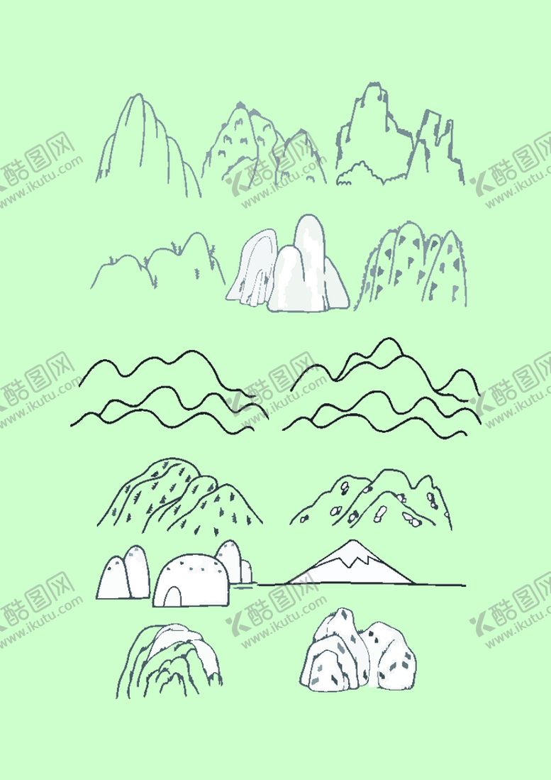 编号：67622402030457375522【酷图网】源文件下载-简笔画山