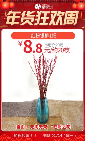 年货狂欢周粉红银柳1把