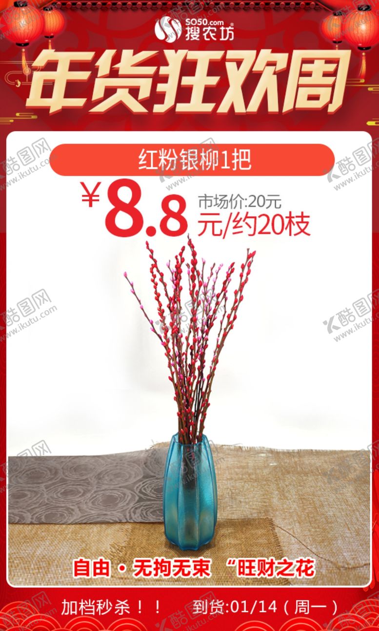 编号：92655006251833106039【酷图网】源文件下载-年货狂欢周粉红银柳1把