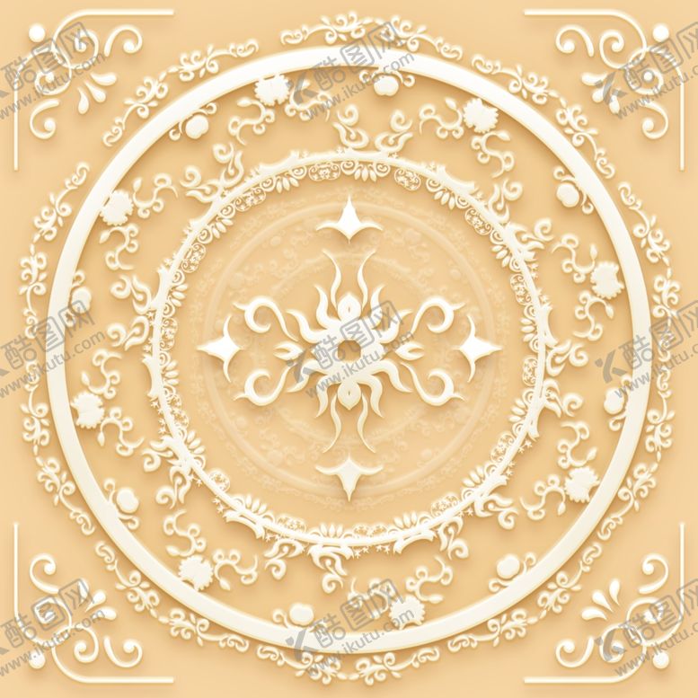 编号：69064810090916036329【酷图网】源文件下载-吊顶天花玉雕圆圈图腾