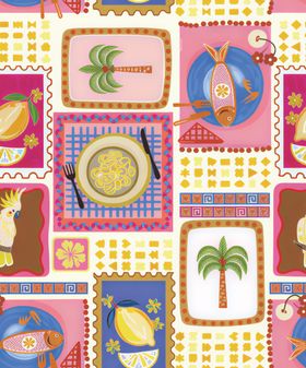 热带风情美食拼接图案