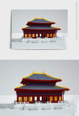 红黄色中式风格古代建筑