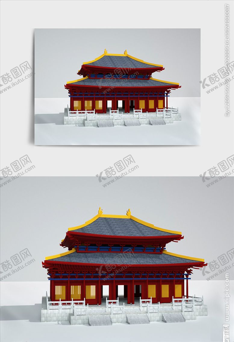 编号：89116309211302203635【酷图网】源文件下载-红黄色中式风格古代建筑