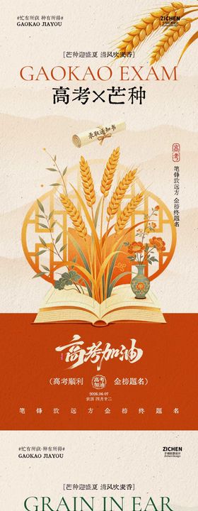 芒种高考中式插画海报