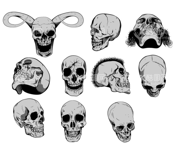 编号：26194710180830576354【酷图网】源文件下载-骷髅头矢量素材