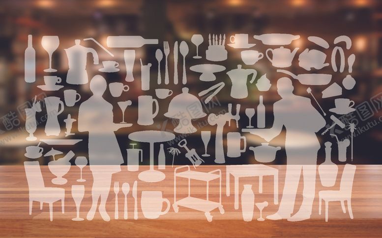 编号：85814909261008121726【酷图网】源文件下载-各种餐厅人物物品矢量剪影