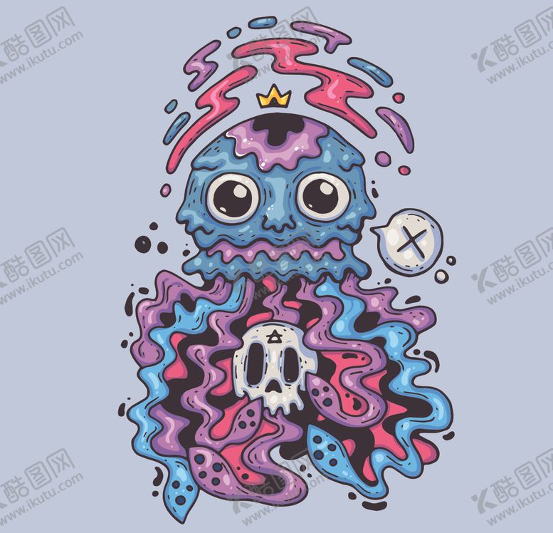 编号：48413209241804446106【酷图网】源文件下载-创意嘻哈怪物涂鸦插画