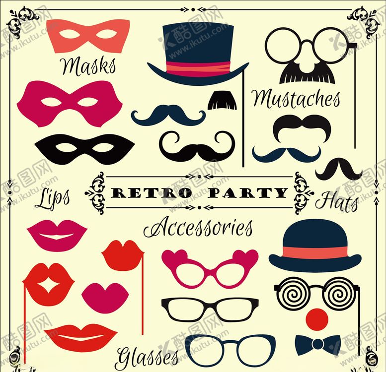 编号：40340210021431454903【酷图网】源文件下载-矢量小丑胡子魔术帽