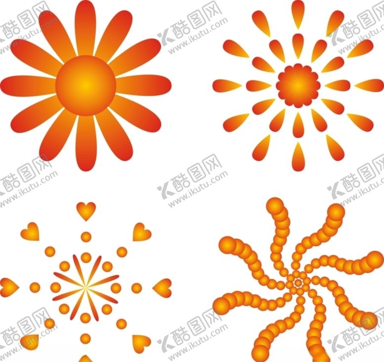 编号：24339906170627488156【酷图网】源文件下载-红黄色渐变花花矢量图案