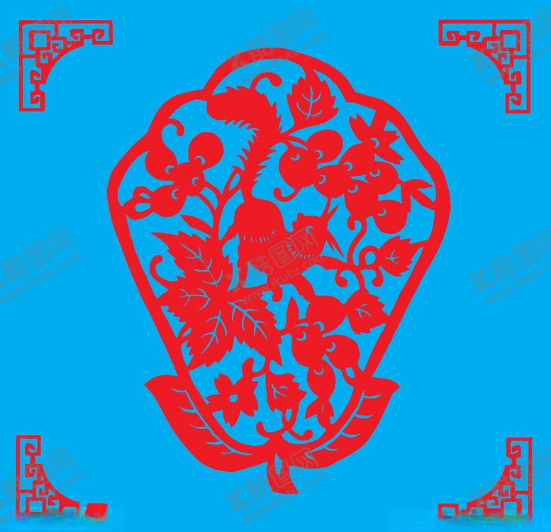 编号：74165911010849561690【酷图网】源文件下载-松鼠与果实剪纸