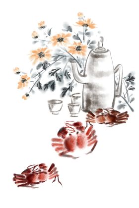 重阳节素材插画敬老爱幼飞鹤九九