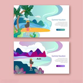 夏日户外风景横幅设计