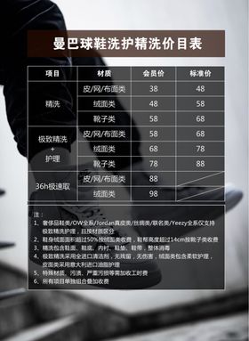 球鞋洗护价目表