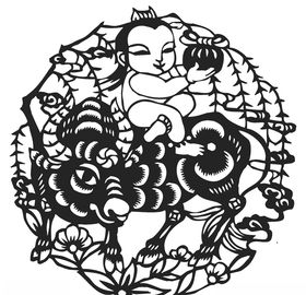 牛年送福剪纸