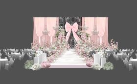 白粉色布幔婚礼主舞台
