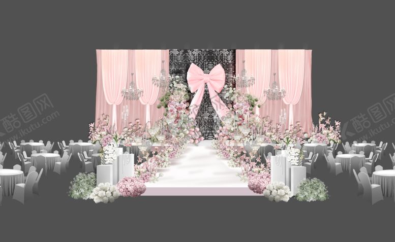 编号：41150004081700538999【酷图网】源文件下载-白粉色布幔婚礼主舞台
