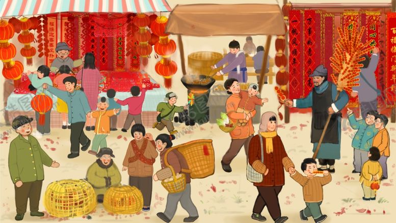 编号：76804005102010114955【酷图网】源文件下载-新年过年传统国风插画卡通素材