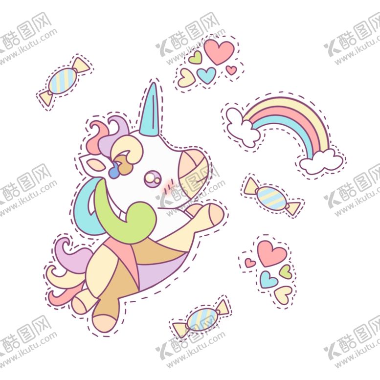 编号：51778905050359299614【酷图网】源文件下载-卡通梦幻彩虹独角兽