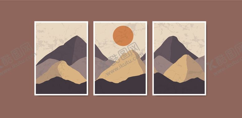 编号：39929610022145365259【酷图网】源文件下载-三联山景艺术装饰画