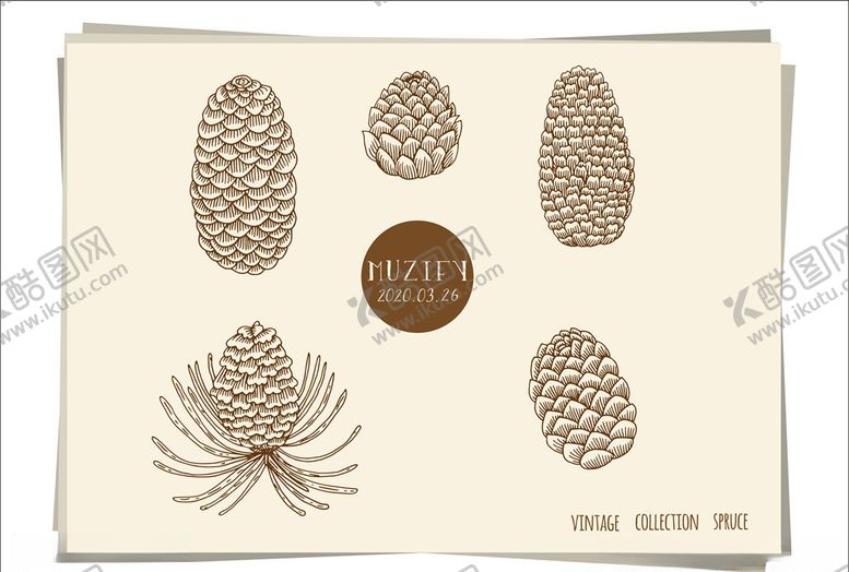 编号：97176309230112396040【酷图网】源文件下载-5款入松果手绘稿