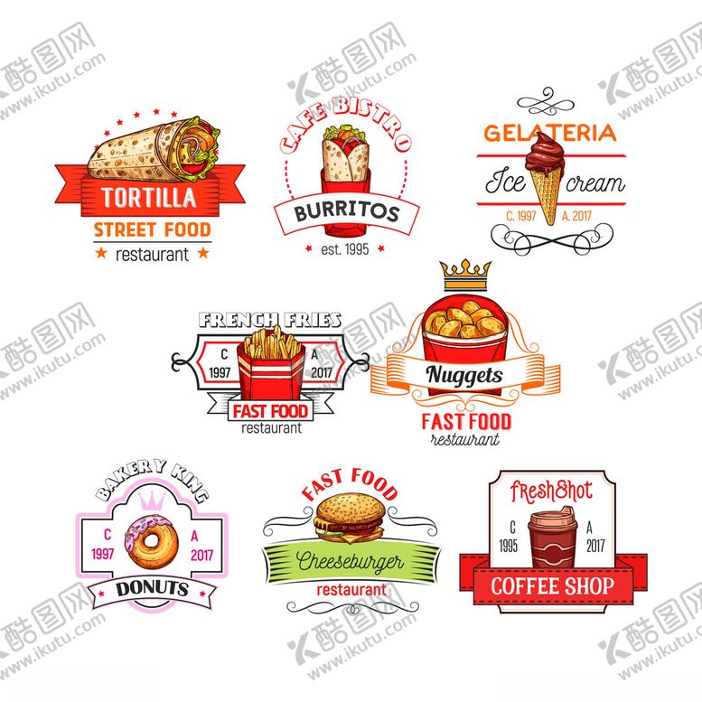 编号：71202210051524422995【酷图网】源文件下载-多样美味汉堡标签设计