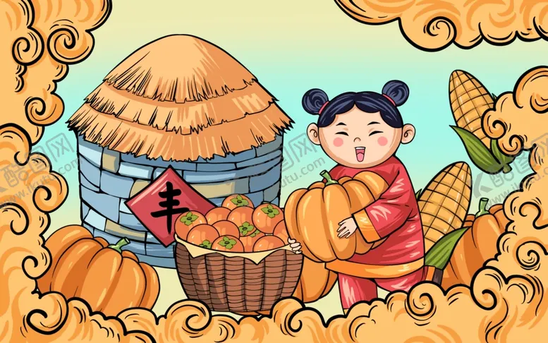 编号：64318002190043389502【酷图网】源文件下载-农民丰收粮食插画