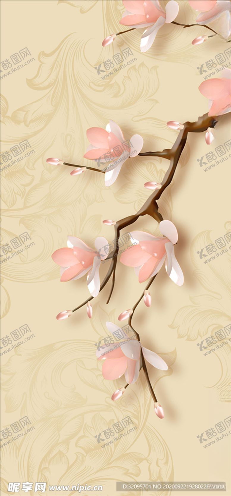 编号：45447105051423278046【酷图网】源文件下载-浮雕花梅花玄关图