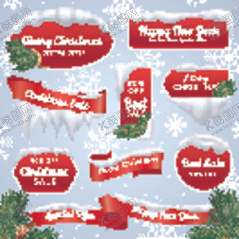 编号：23548510090619536551【酷图网】源文件下载-红色圣诞节促销标签条幅