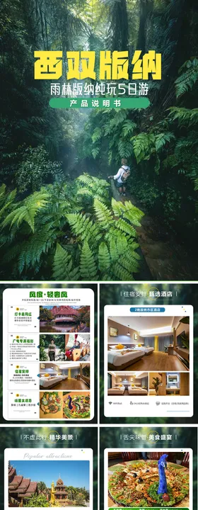 云南西双版纳旅游景点海报
