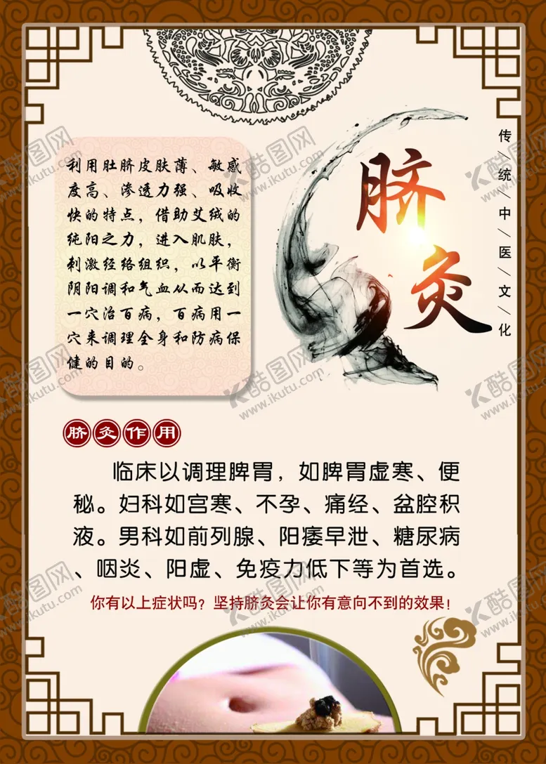 脐灸功效古风展板养生艾
