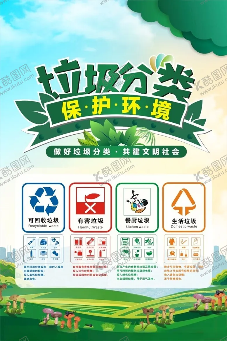 编号：94913512111512549176【酷图网】源文件下载-垃圾分类海报