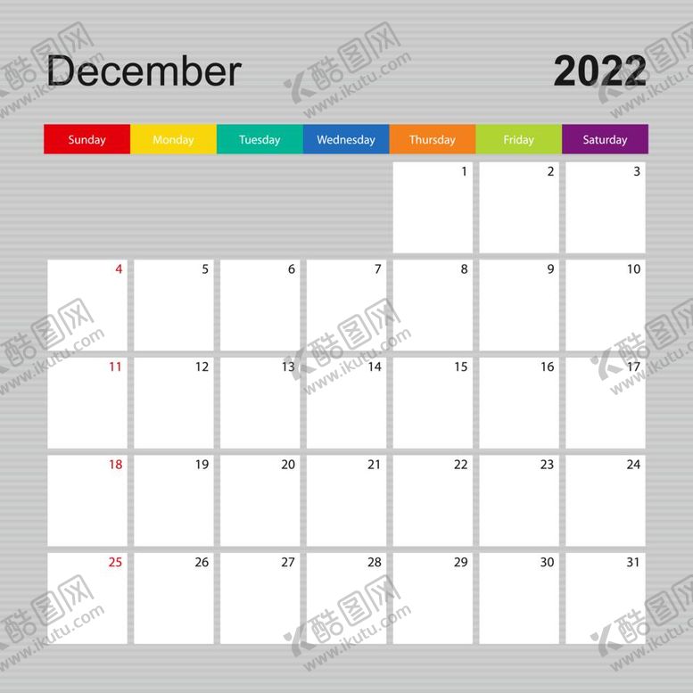 编号：61578410021140536571【酷图网】源文件下载-2022年12月日历