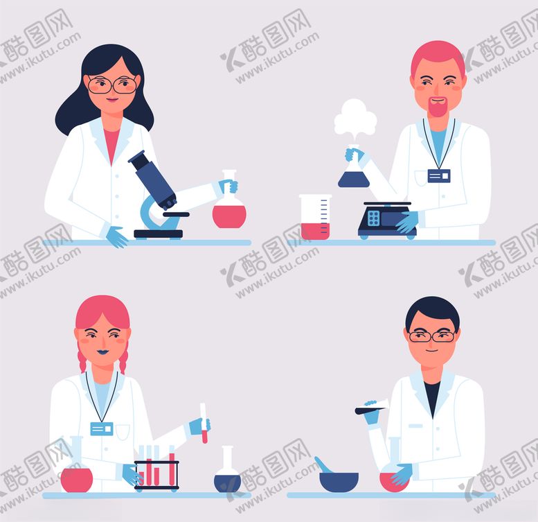 编号：64523009232319157369【酷图网】源文件下载-矢量卡通科学实验人物