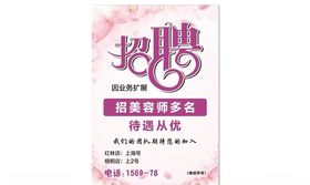 粉色花纹美容店招聘