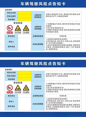 车辆驾驶风险点告知卡