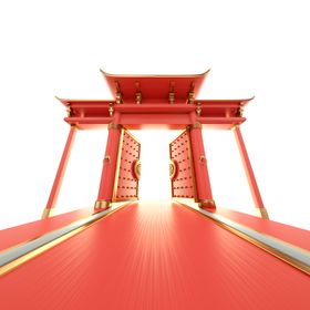 大气门楼红色门楼中国风牌楼