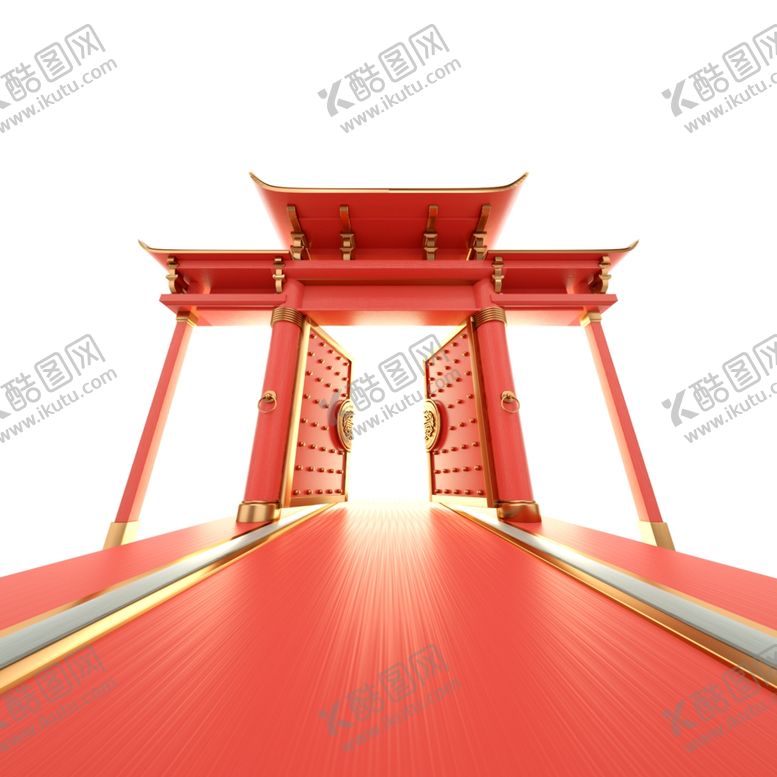 编号：35758305171709366399【酷图网】源文件下载-大气门楼红色门楼中国风牌楼