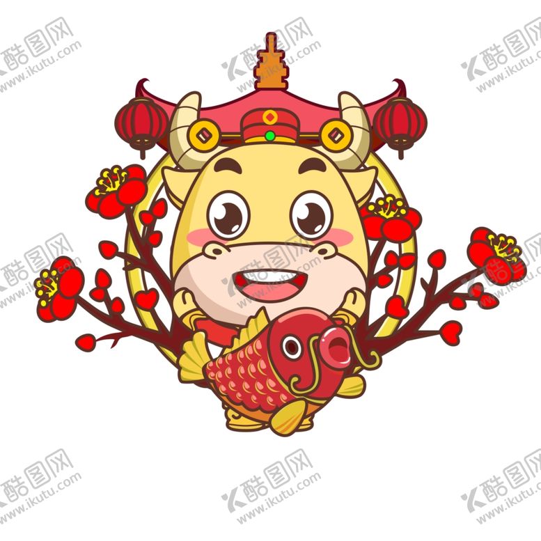 编号：28996710030743318498【酷图网】源文件下载-锦鲤小牛拜年