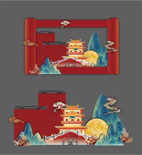 国潮古风美陈打卡堆头